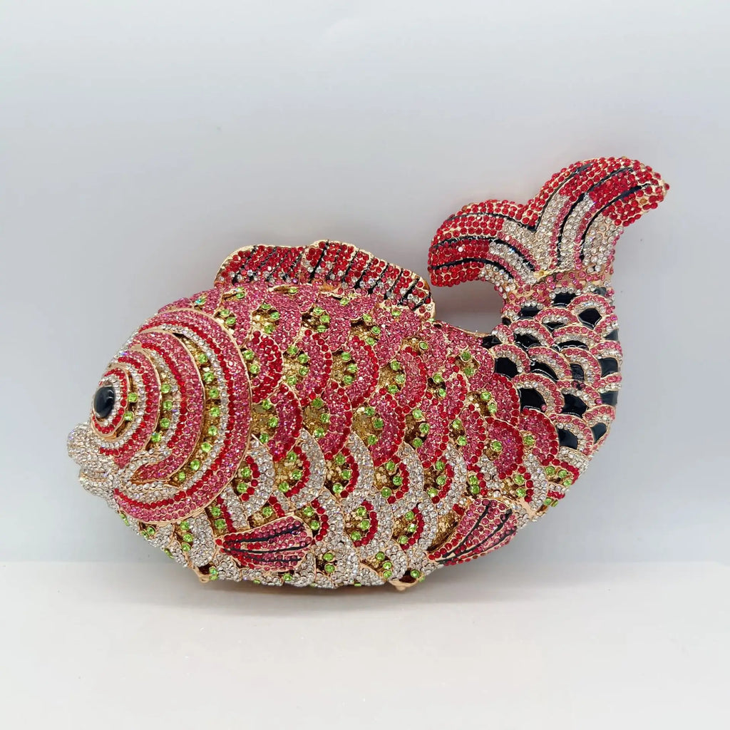 Fish Rhinestone Clutch Bag