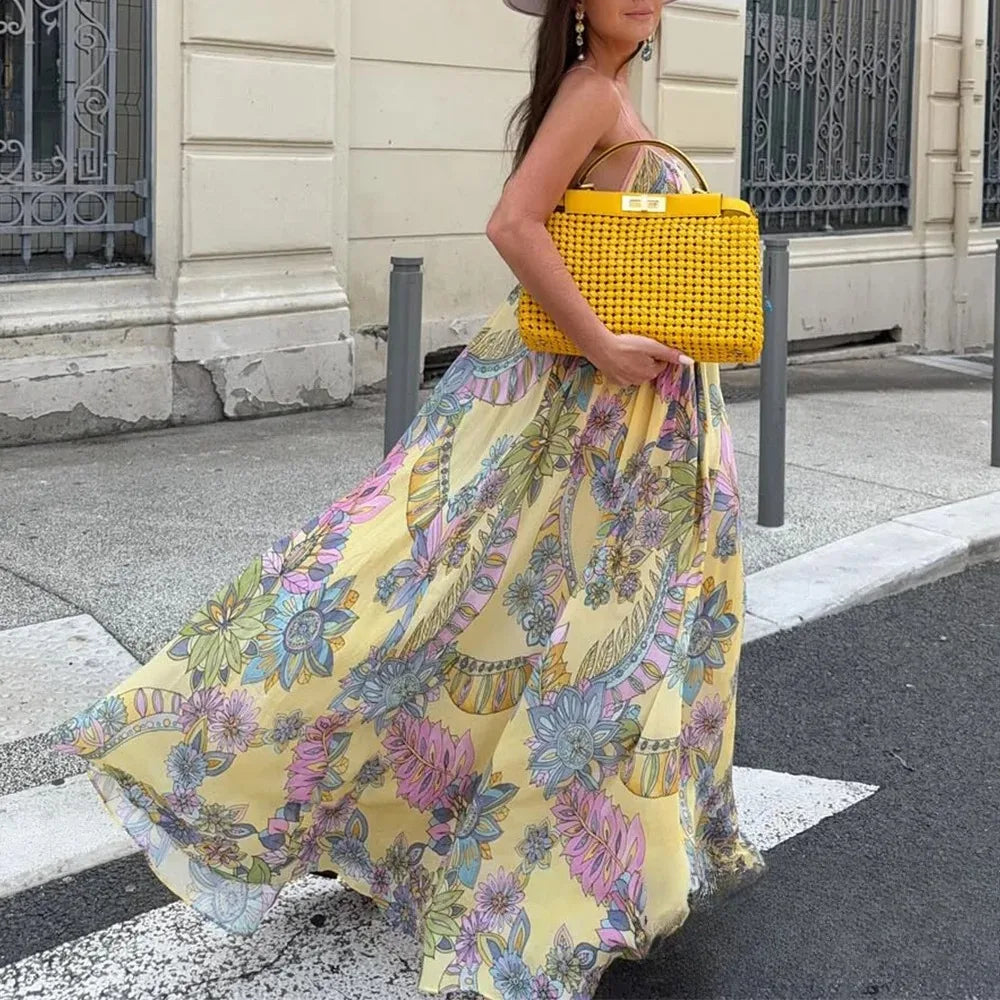 Foral Chiffon Maxi Dress