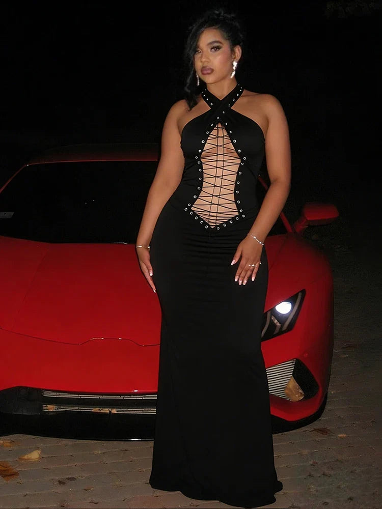 Cross Bodycon Maxi Dress