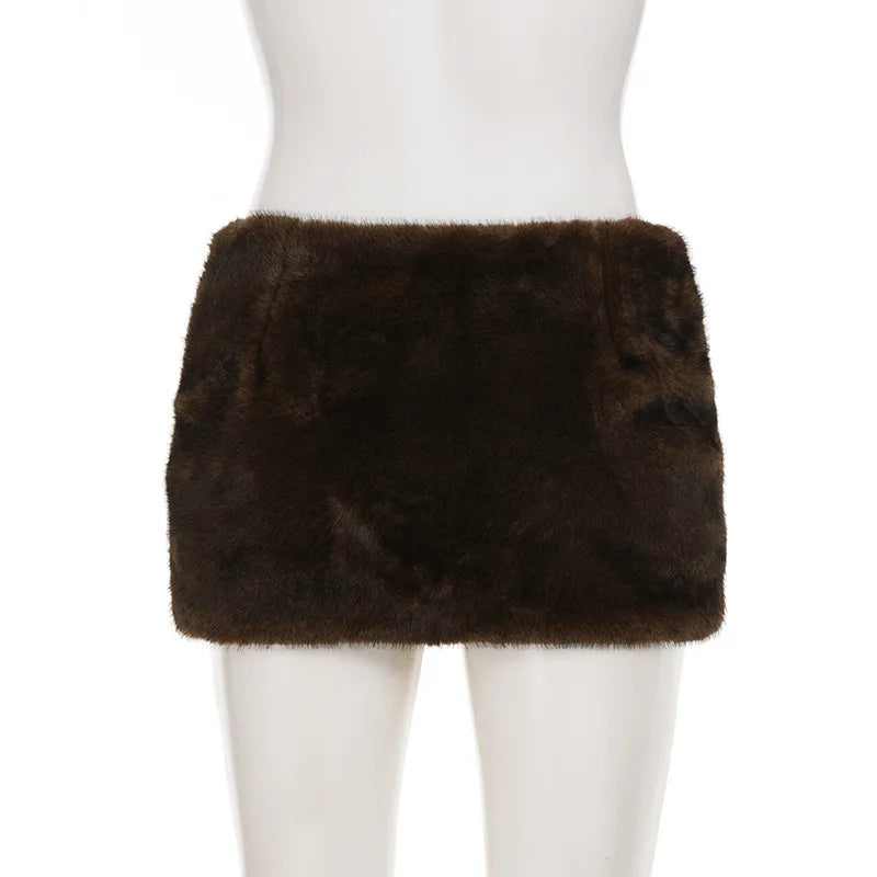 Furry Pleated Mini Skirt