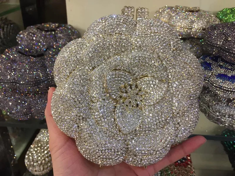 Floral Crystal Clutch Purse