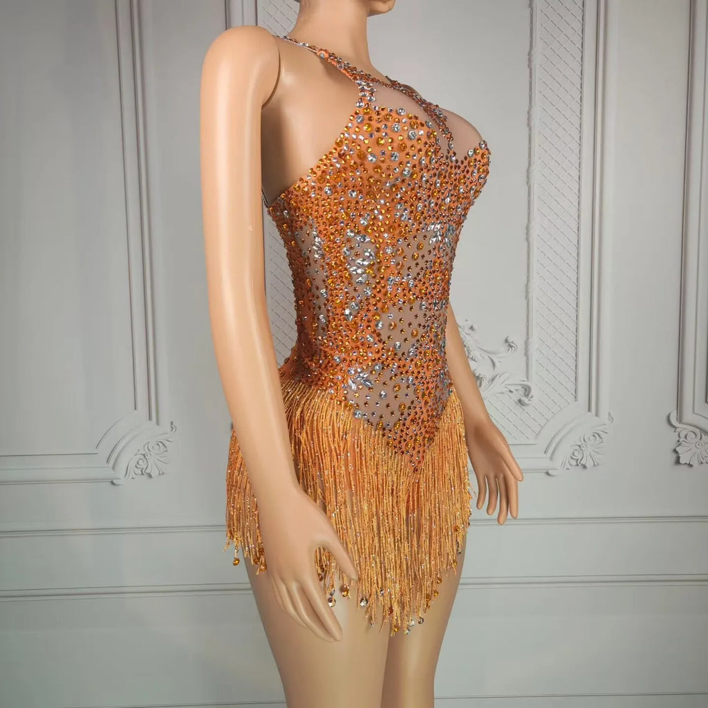 Luda Tassel Bodysuit Mini Dress