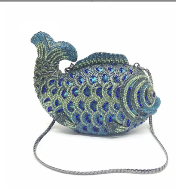Fish Rhinestone Clutch Bag