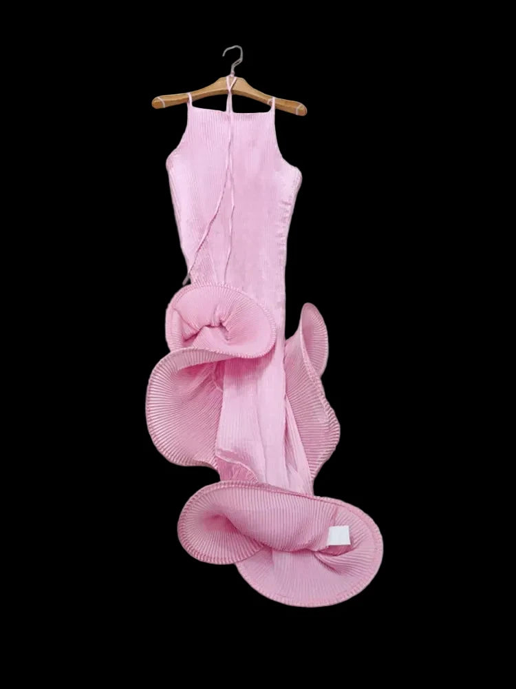 Asymmetrical Rolled Hem Mid Dress