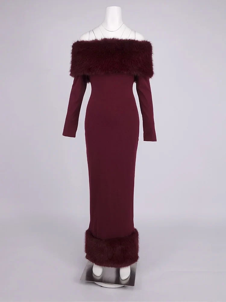 Lorene Fur Maxi Dress