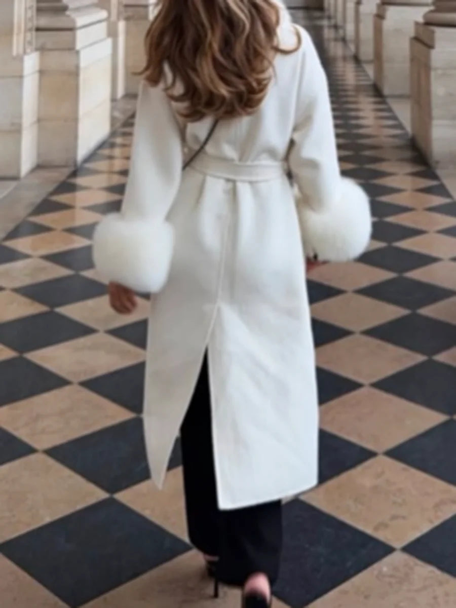 Fur Collar Elegant Trench Coat