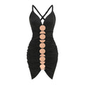 Metallic Discs Pleated Bodycon Dress