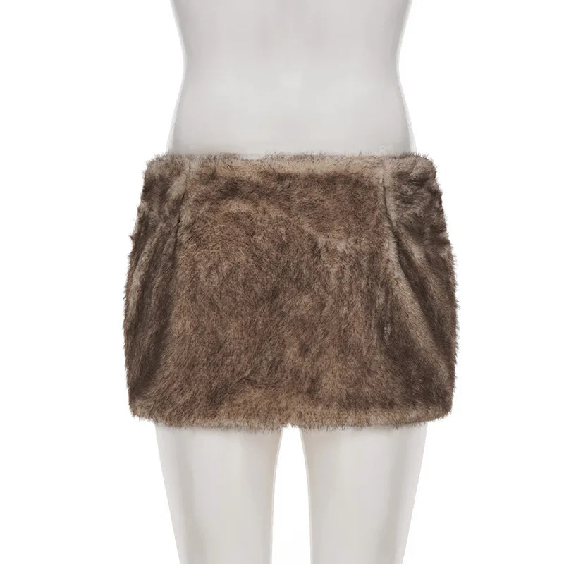 Furry Pleated Mini Skirt