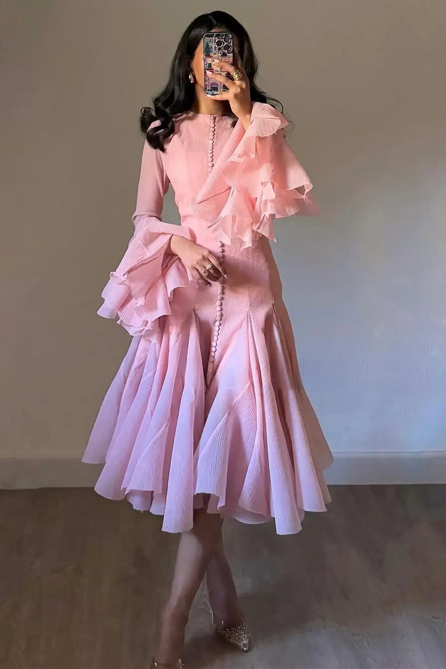 Lory Peated Flare Midi Dress