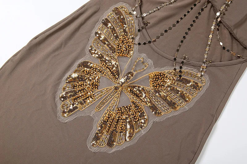 Butterfly Backless Maxi Dress