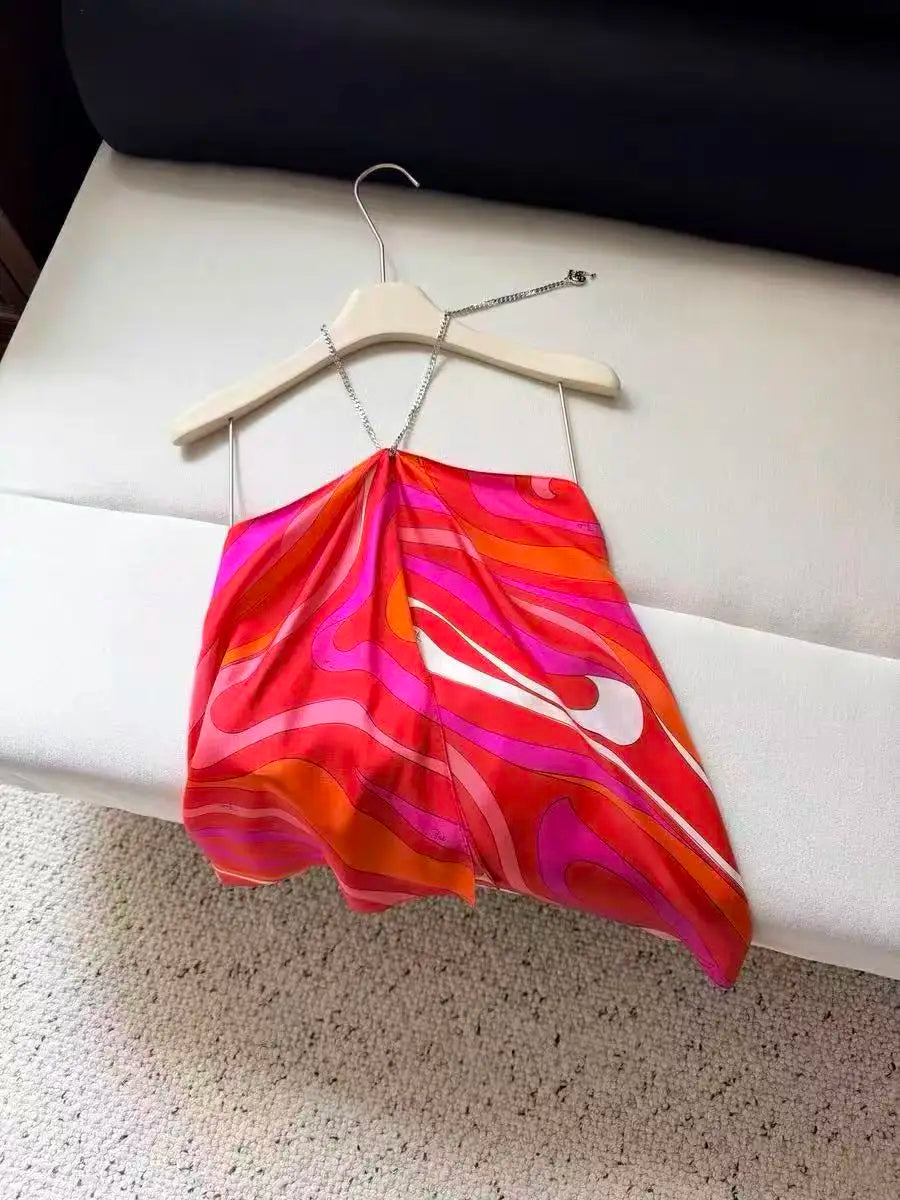 Asymmetrical Satin Tank Top
