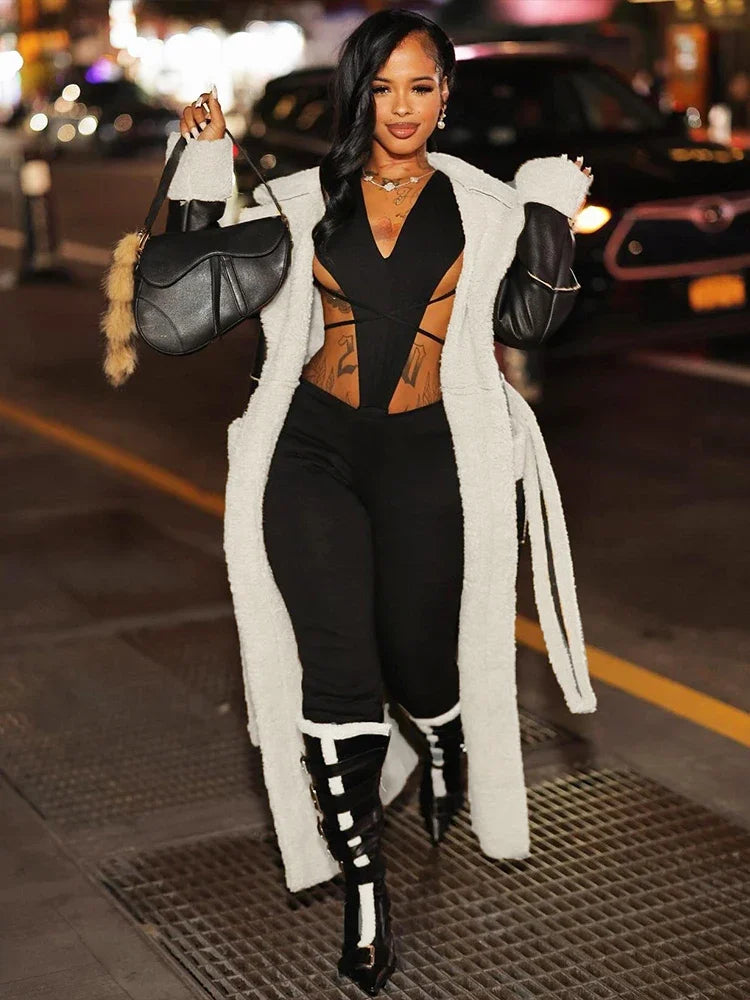 Faux Leather Trench Coat