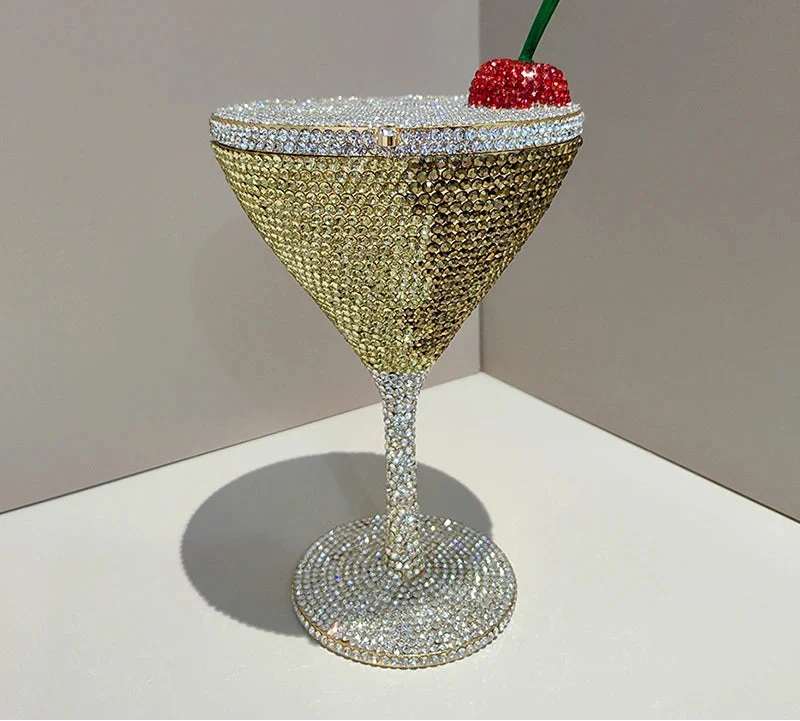 Cherry Goblet Rhinestone Clutch Bag
