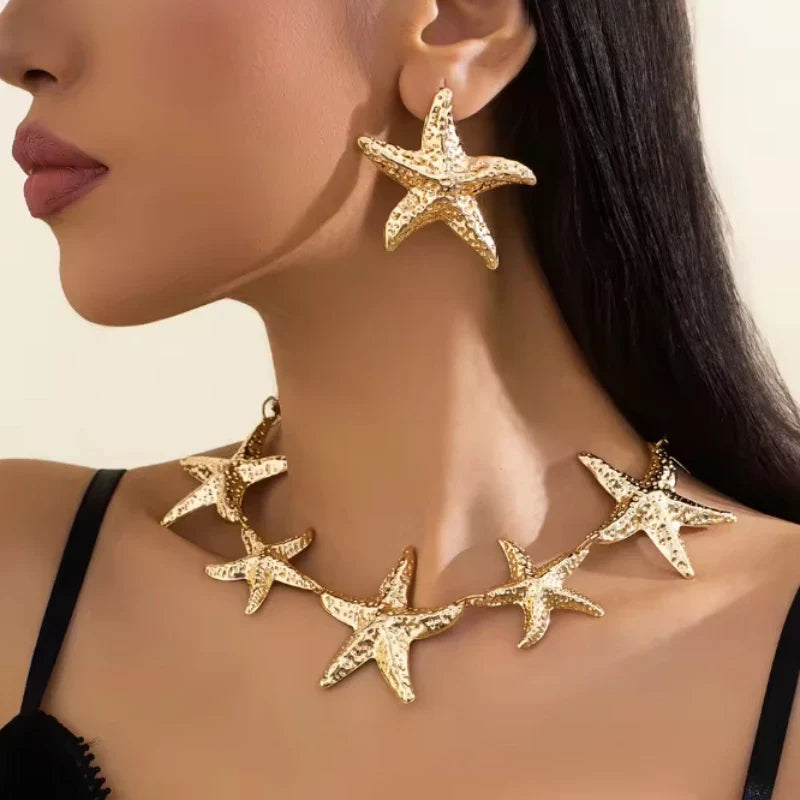 Bohemian Starfish Necklace Set