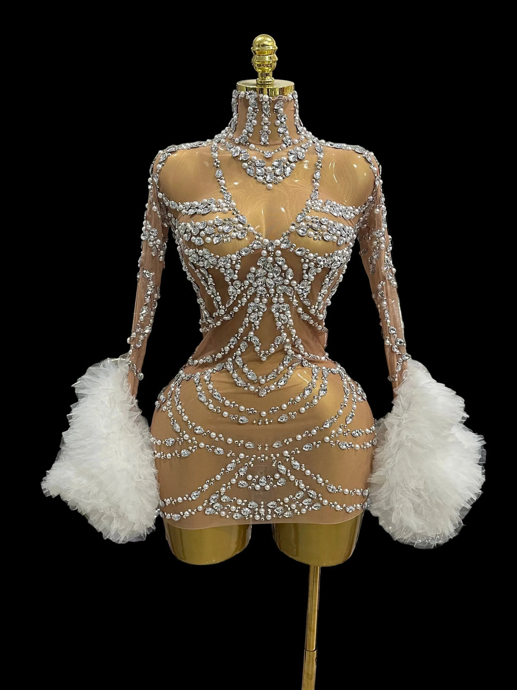Crystal Mesh Mini Dress