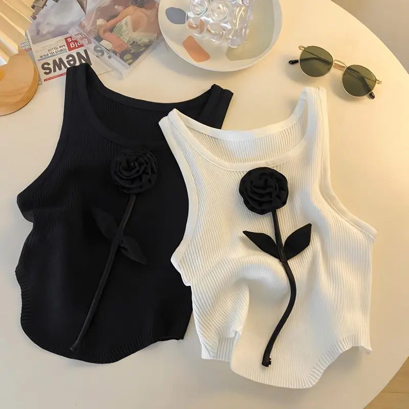 Floral Applique Crop Top