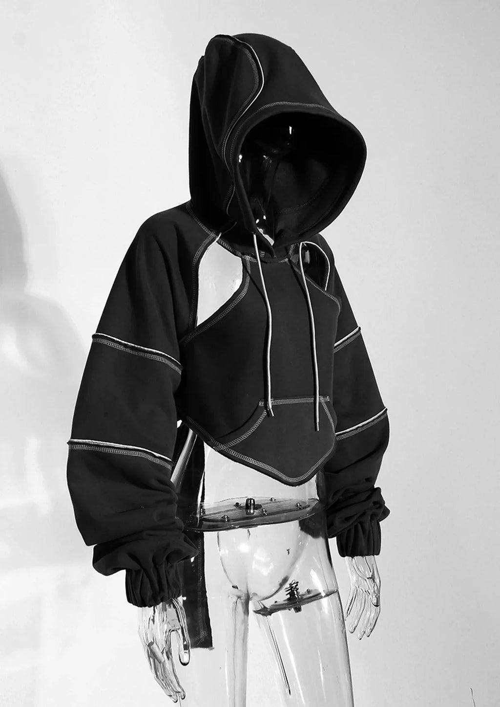 Hooded Cut Out Bandage Jacket