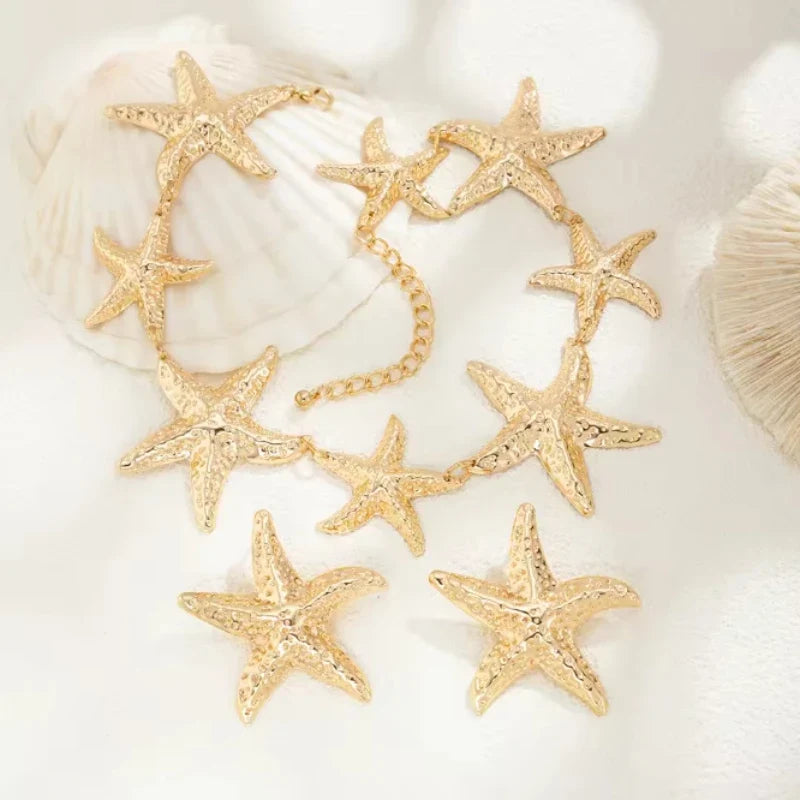 Bohemian Starfish Necklace Set