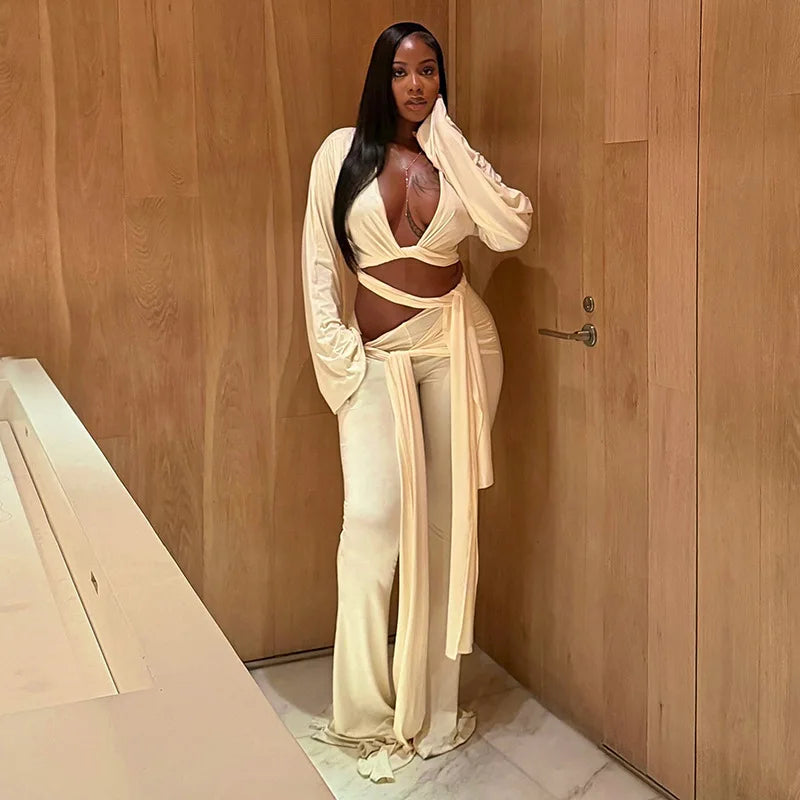 Alexis Ruched Flared Pants Set