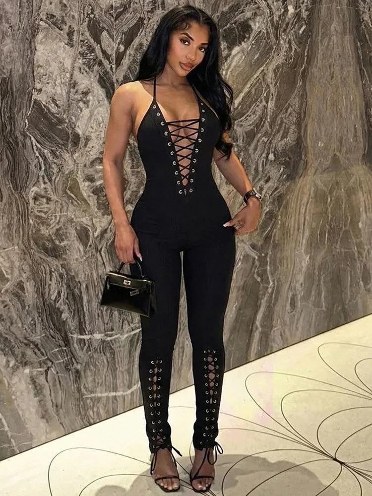 Olina Lace Up Jumpsuit