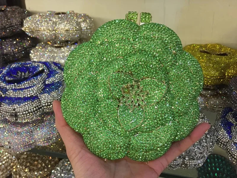 Floral Crystal Clutch Purse