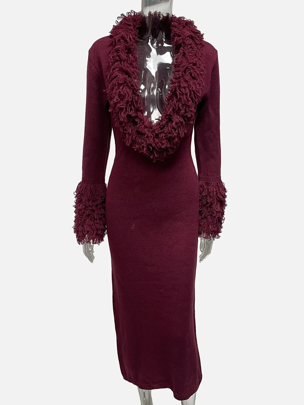 Fanie Knit Fur Maxi Dress