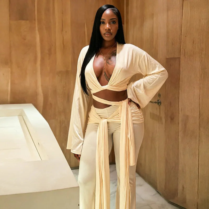 Alexis Ruched Flared Pants Set