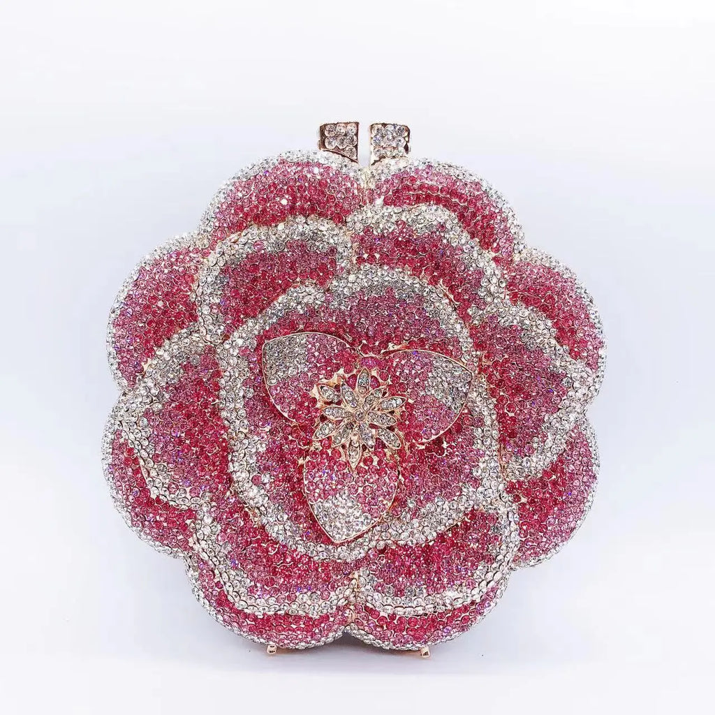 Floral Crystal Clutch Purse