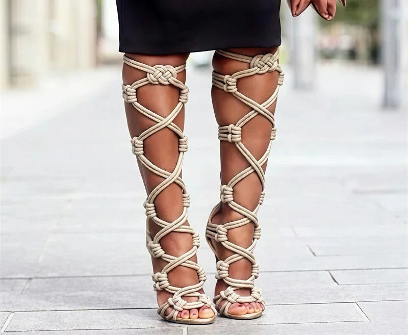 Knotted Rope Gladiator High Heels