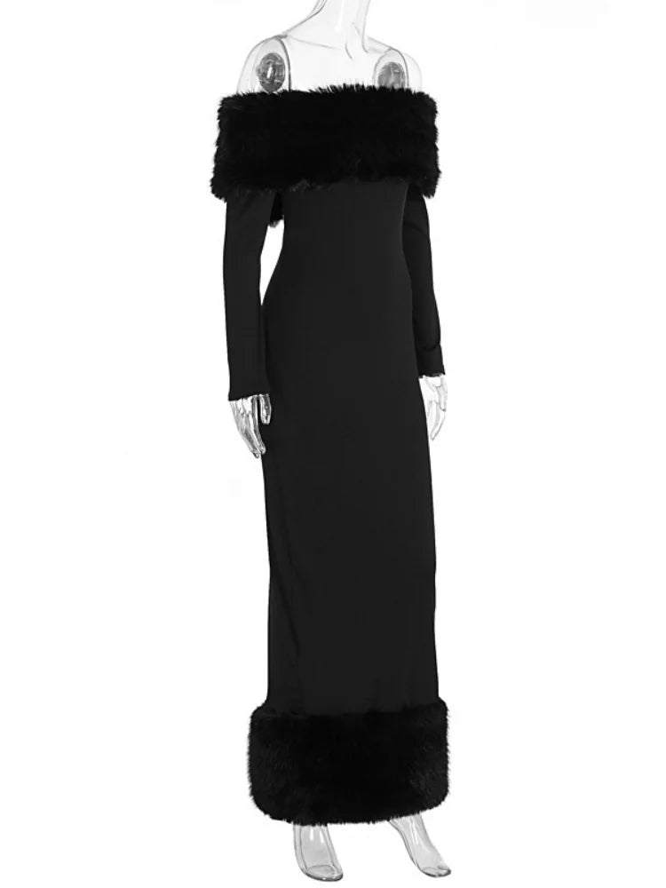 Lorene Fur Maxi Dress