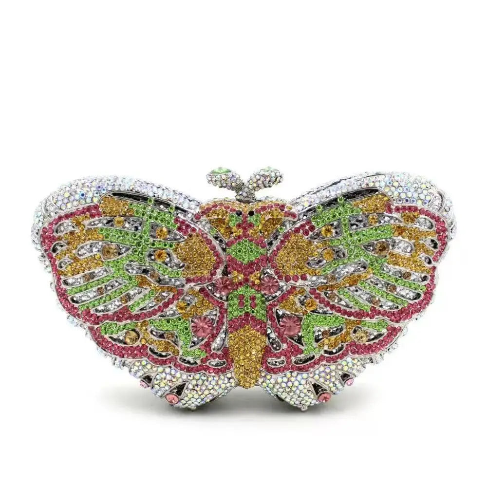 Butterfly Shaped Rhinestone Clutch Bag