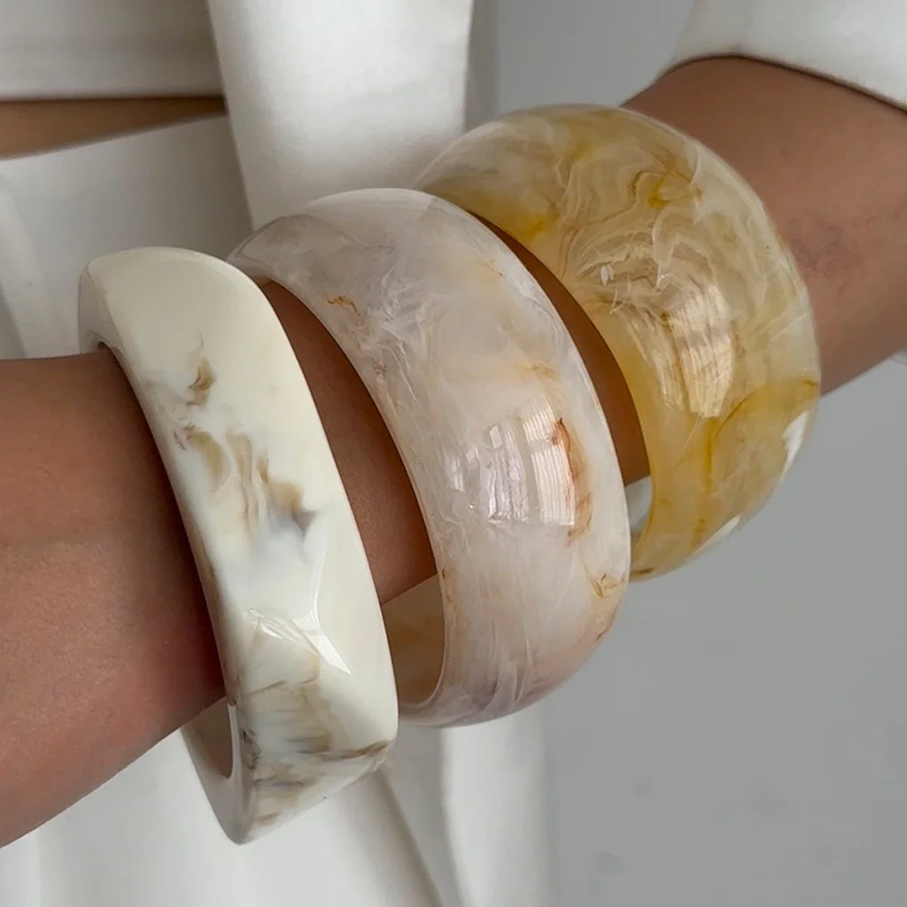 3Pcs Vintage Resin Bangle Bracelet
