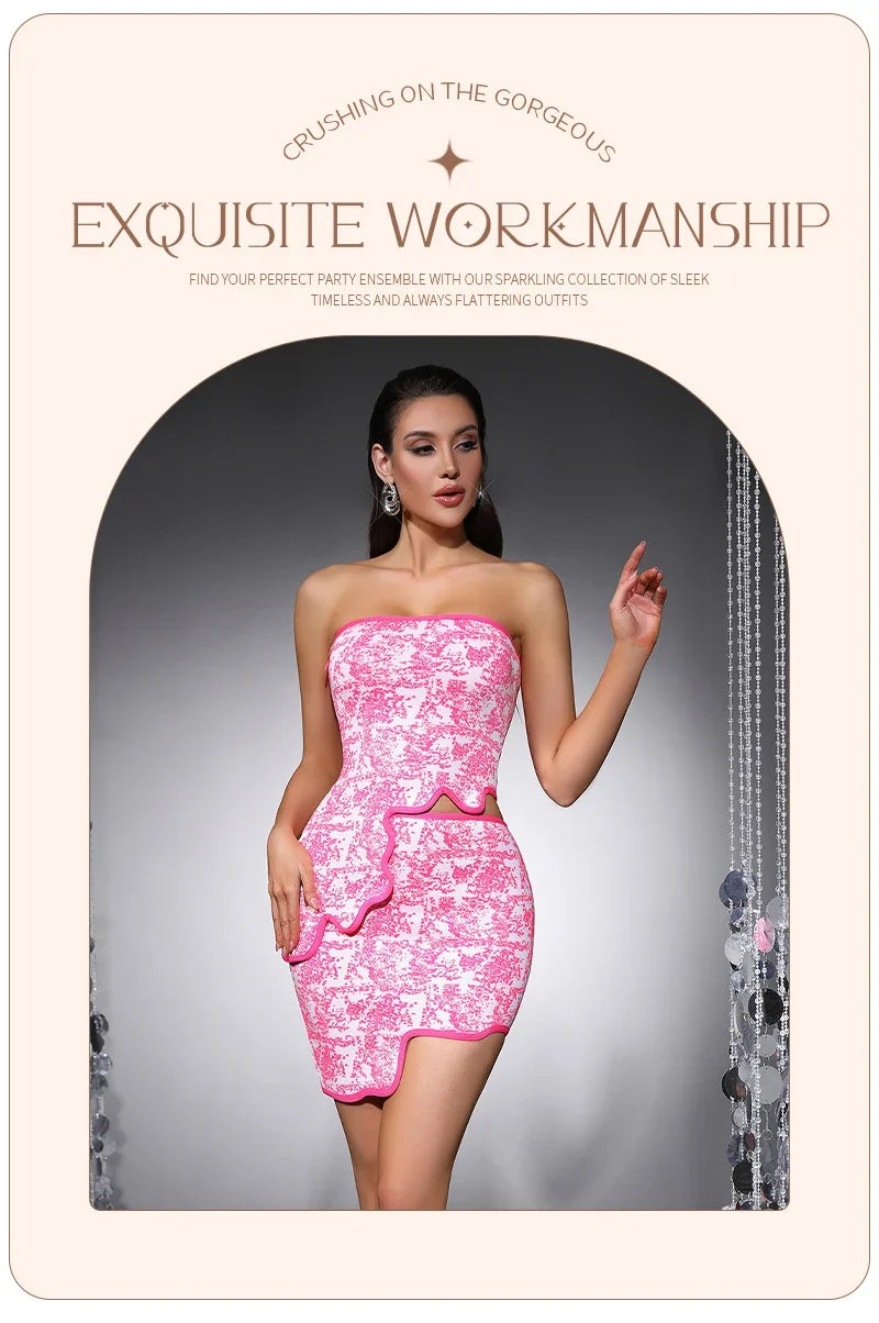 Irene Asymmetrical Bandage Skirt Set