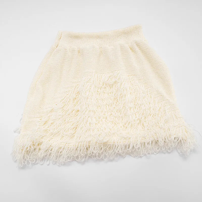 Knit Sweater Fringe Skirt Set