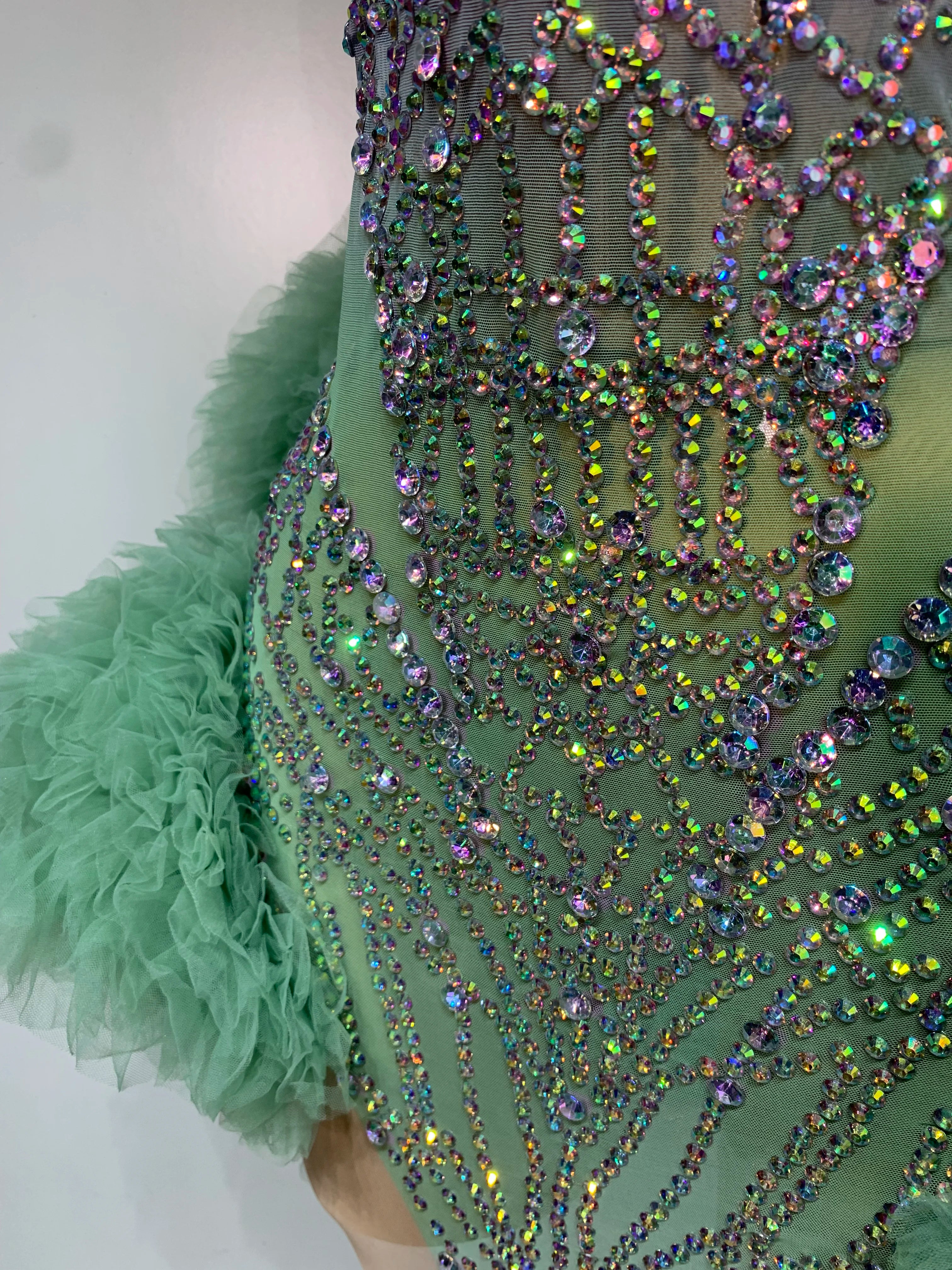 Minty Green Diamond Mesh Dress