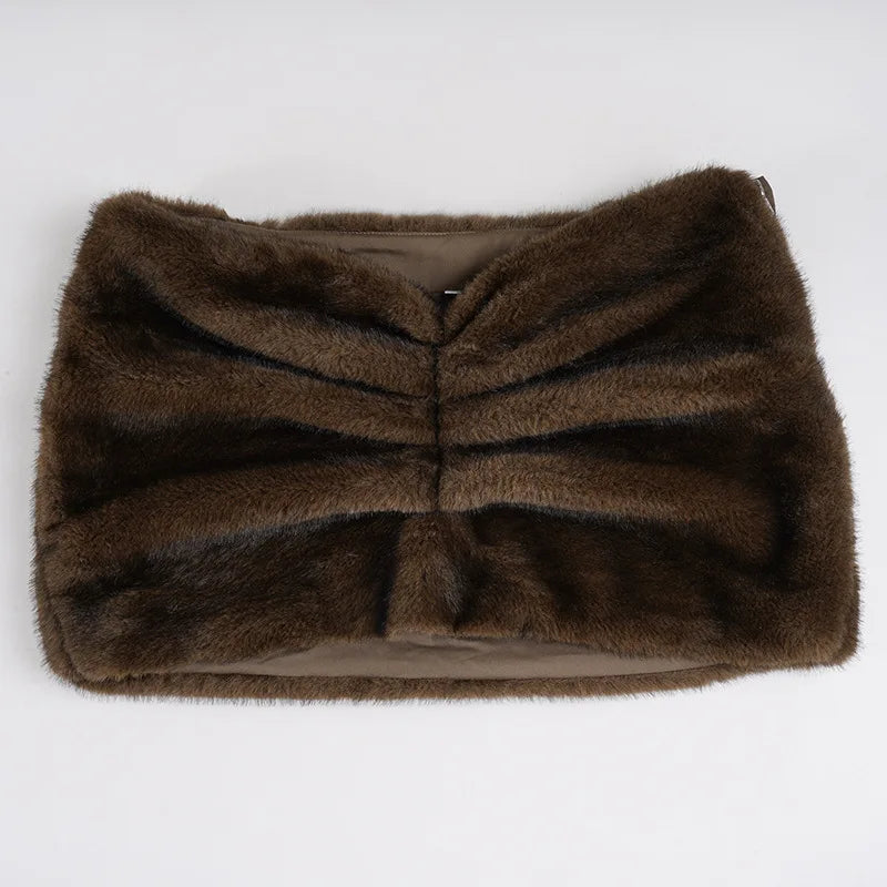 Furry Pleated Mini Skirt