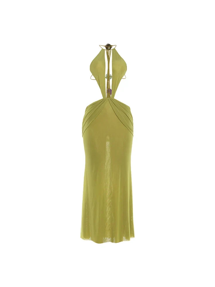 Beads Backless Maxi Dress