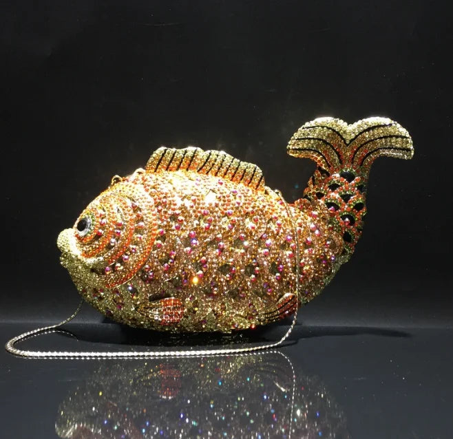 Fish Rhinestone Clutch Bag