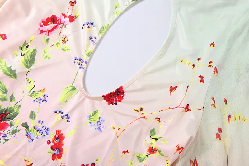 Floral Mesh Cape Sleeve Bodysuit