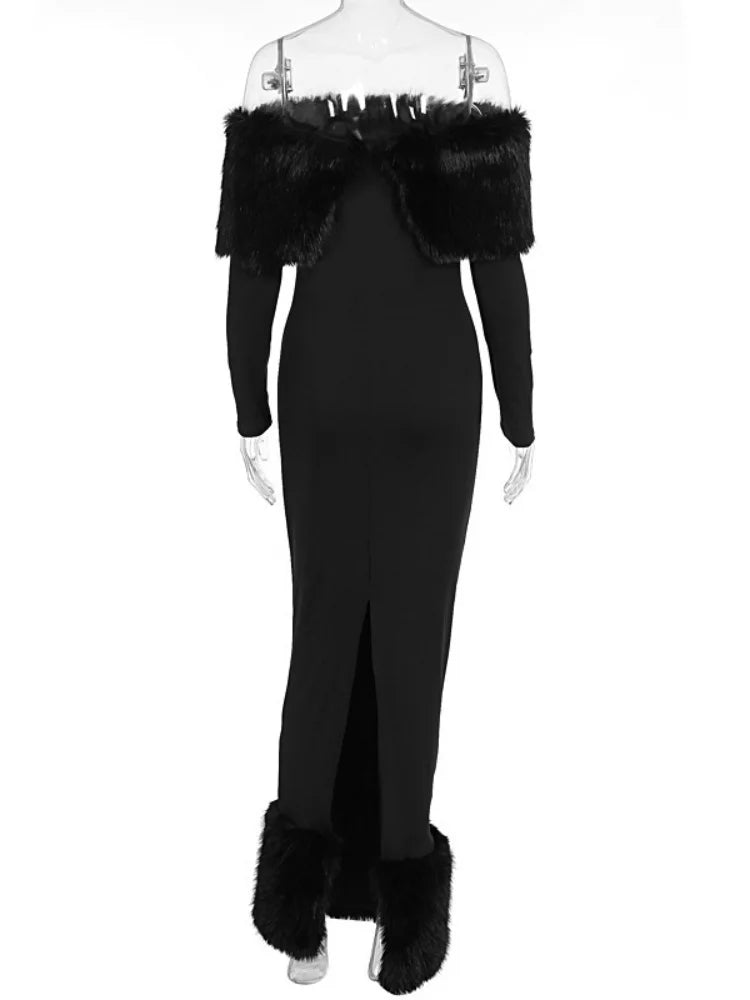 Lorene Fur Maxi Dress