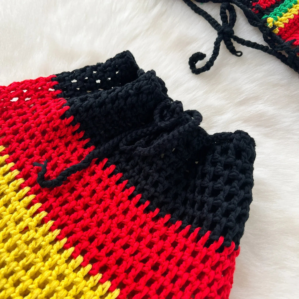 Jamaican Gyal Tassel Knitted Skirt Set
