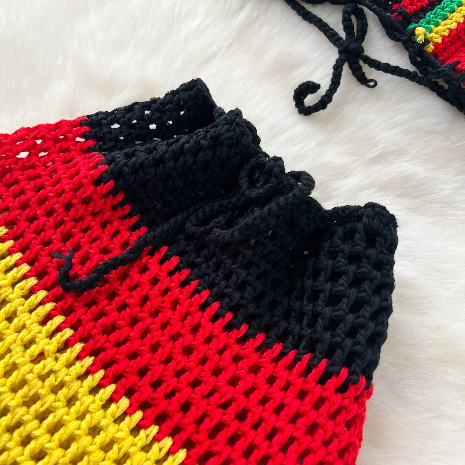 Jamaican Gyal Tassel Knitted Skirt Set