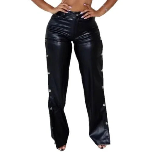 Leather Cutout Pants