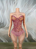 Cocktail Fringe Sheer Mini Dress