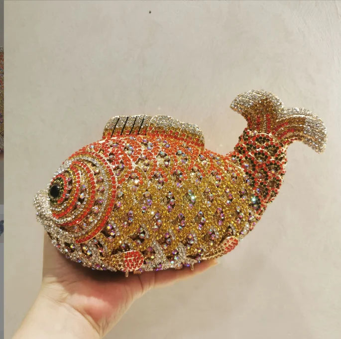 Fish Rhinestone Clutch Bag