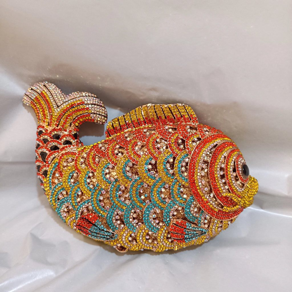 Fish Rhinestone Clutch Bag