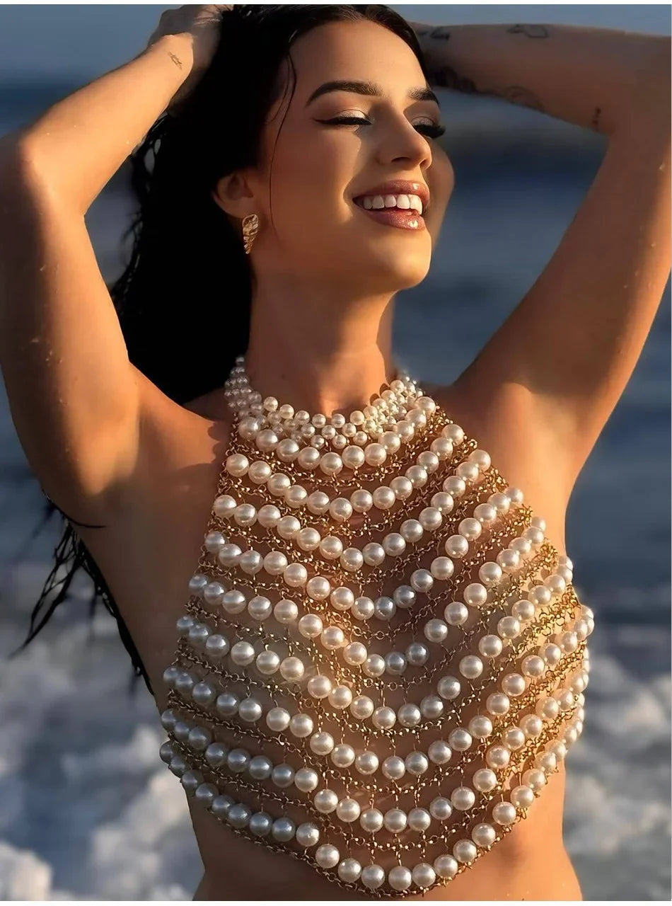 Pearl Embellished Crop Top