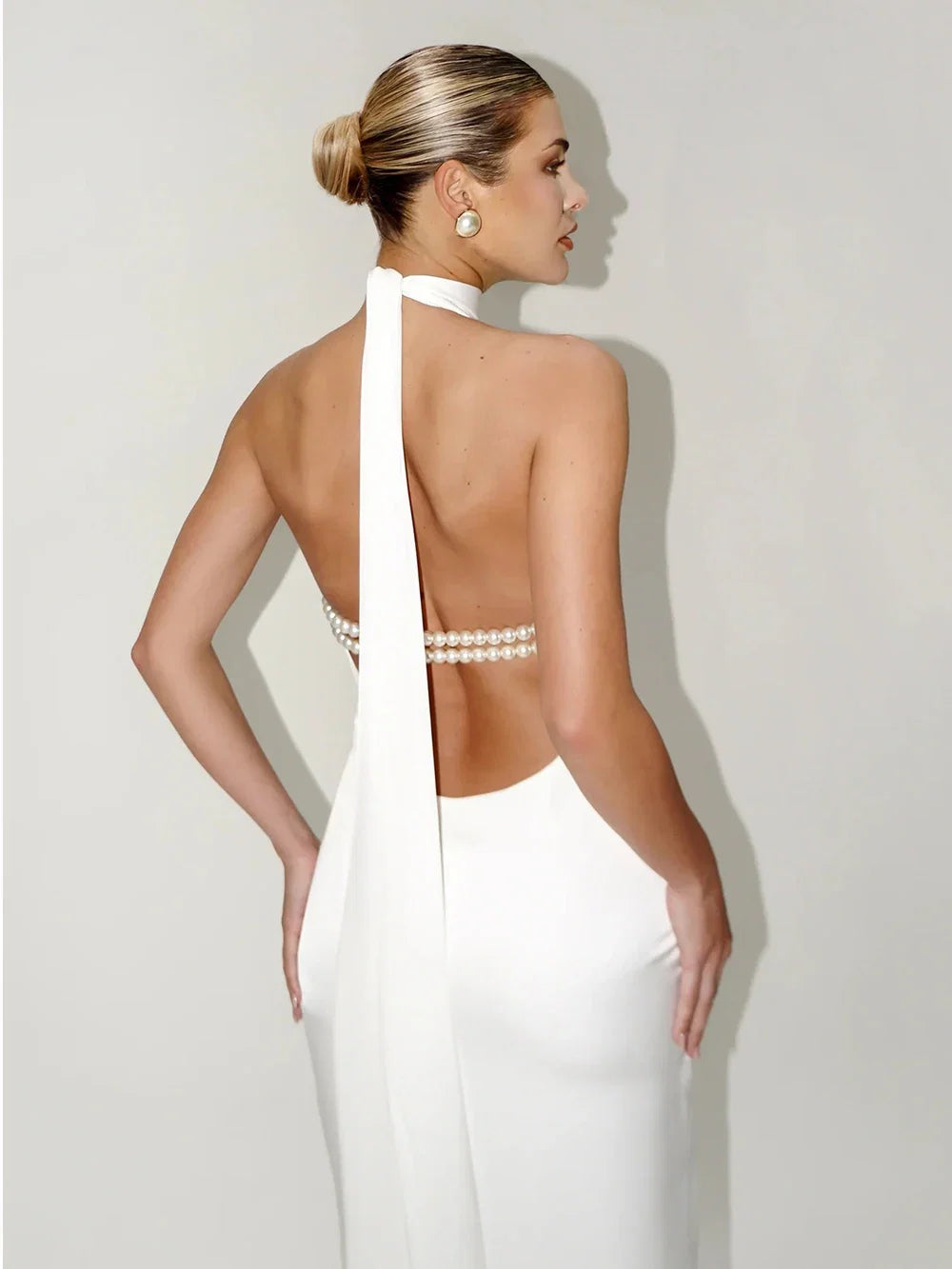 Pearl Backless Maxi Dress