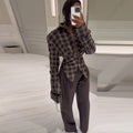 Chic Plaid Flattering Shirt Blouse