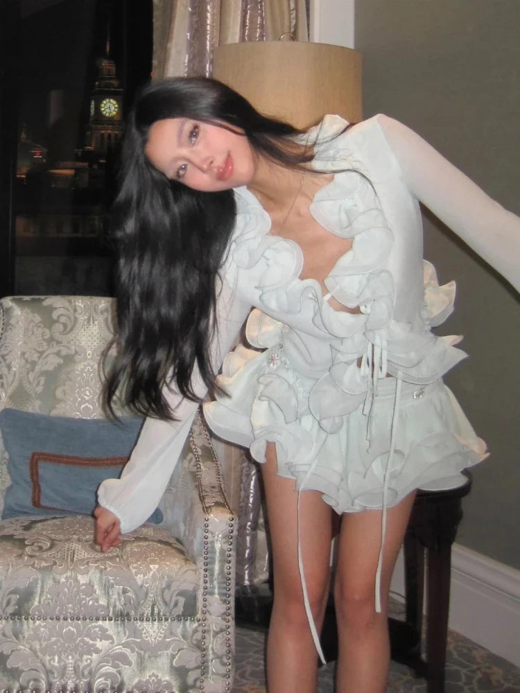 Abella Ruffles Mini Skirt Set